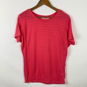 Cato Semi Sheer Blouse Pink Short Sleeve Small